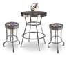 New Superman Themed Set! 42" Tall Black Top Chrome Finish Table with 2 Chrome 29" Height Swivel Seat Bar Stools