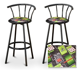 Bar Stool 24 or 29 Tall Chrome Finish Retro Style Backless Stool  Featuring the Detroit Lions NFL Team Logo Fabric Covered Swivel Seat Cushion